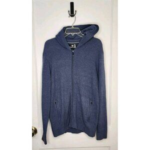 Buttercloth Men’s Out And About Cable Knit Navy Full Zip Hoodie Sweater Sz Large